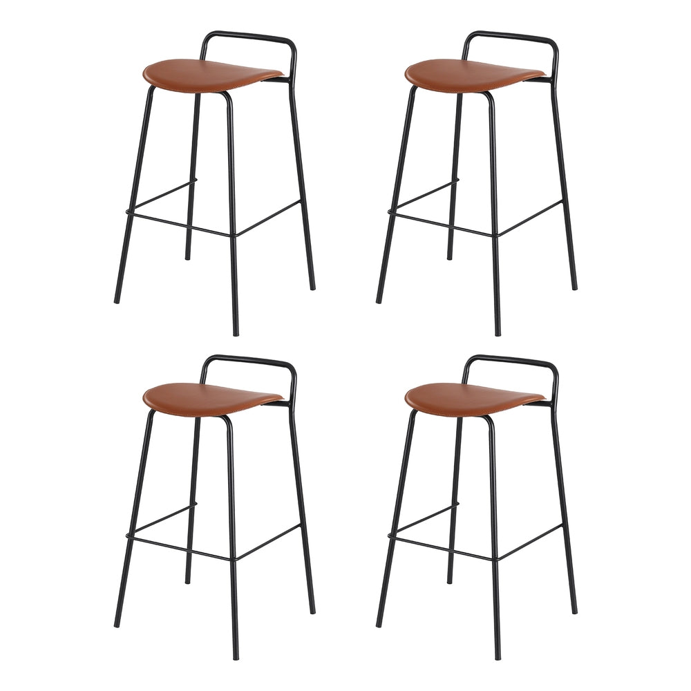 Set of 4 Artiss brown metal bar stools at kitchen island — Allure Home Collections