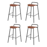 Corinella brown padded bar stool with black metal frame in a modern kitchen
