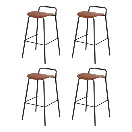 Corinella brown padded bar stool with black metal frame in a modern kitchen