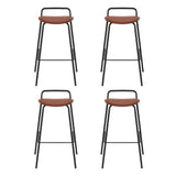 Corinella brown padded bar stool with black metal frame in a modern kitchen
