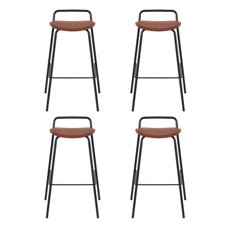 Corinella brown padded bar stool with black metal frame in a modern kitchen
