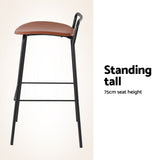 Side profile of Artiss brown metal bar stool showing metal frame — Allure Home Collections