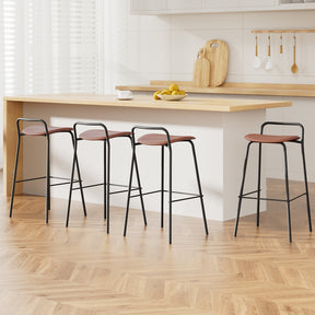 Hampton brown metal bar stools set of four with cushioned PU seats