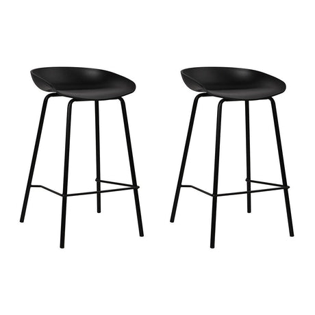 Carrum black metal bar stool with moulded seat in a minimalist kitchen