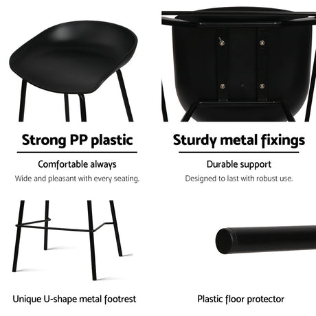 Side profile of Artiss metal bar stool showing minimalist frame — Allure Home Collections