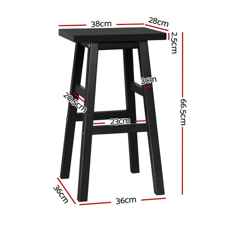 Artiss black wooden bar stool beech wood seat and frame detail — Allure Home Collections
