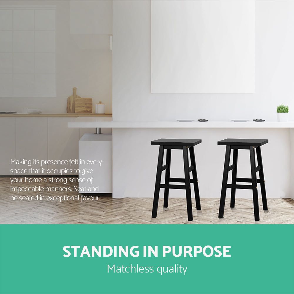 Artiss black beech wood bar stool seat close-up — Allure Home Collections