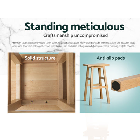 Side profile of Artiss natural wooden bar stool showing sturdy frame — Allure Home Collections
