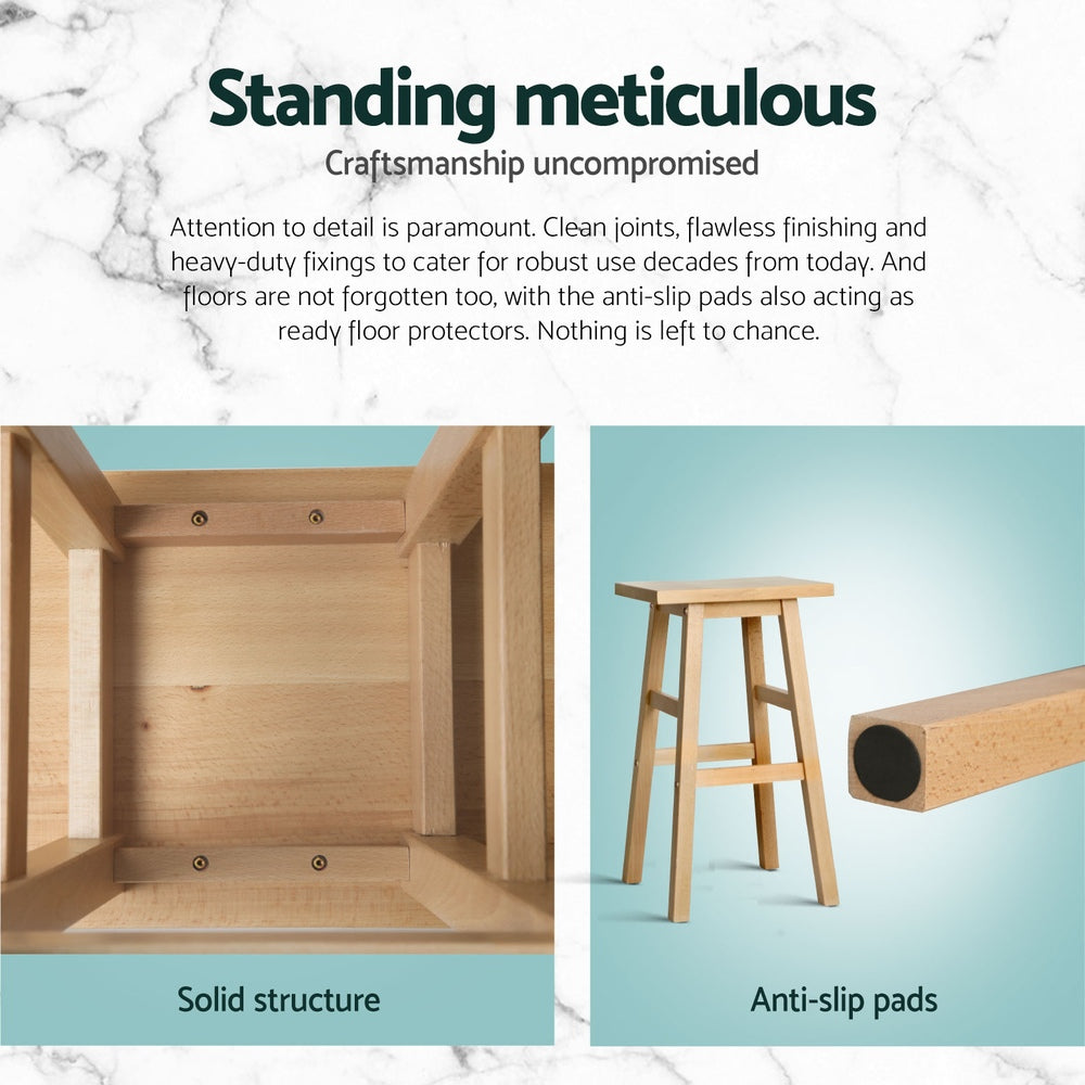 Artiss bar stool timber saddle seat close-up — Allure Home Collections