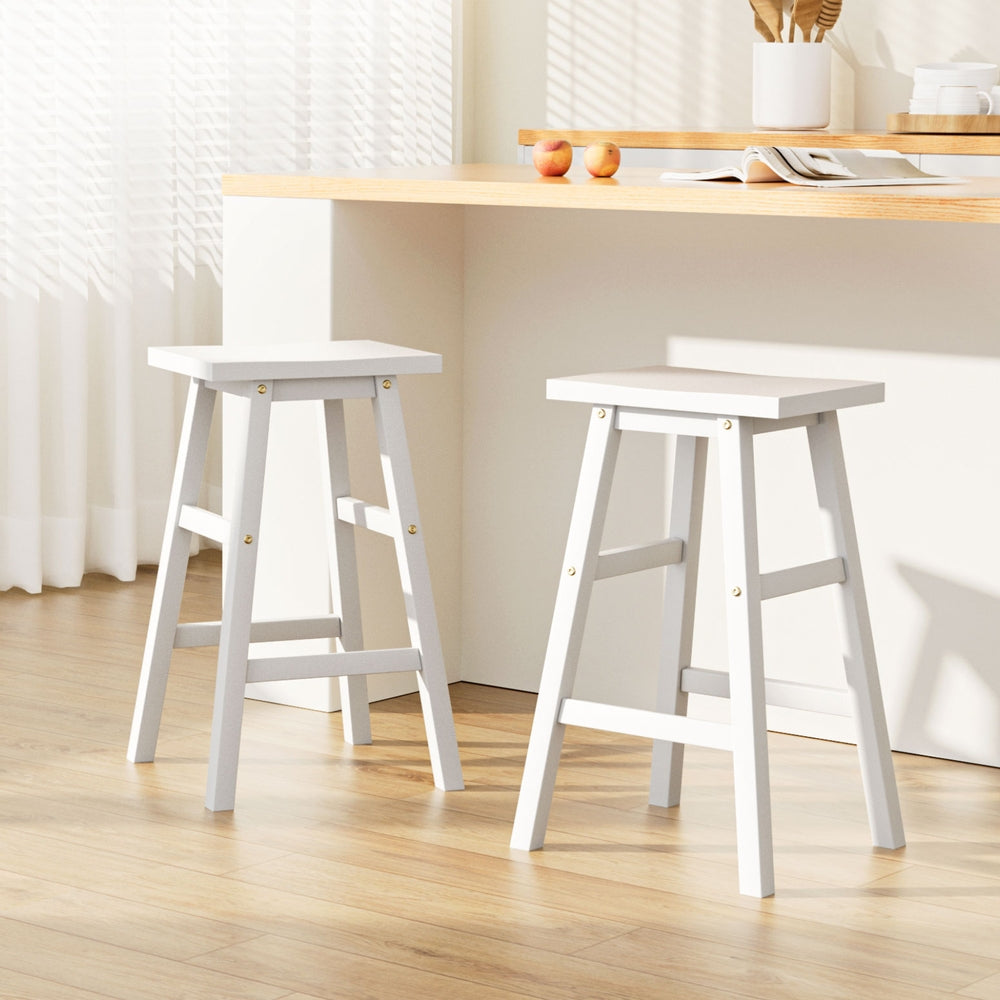 Pair of Artiss Baden white wooden bar stools in contemporary kitchen — Allure Home Collections