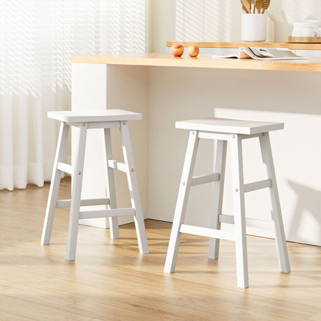 Pair of Artiss Baden white wooden bar stools in contemporary kitchen — Allure Home Collections