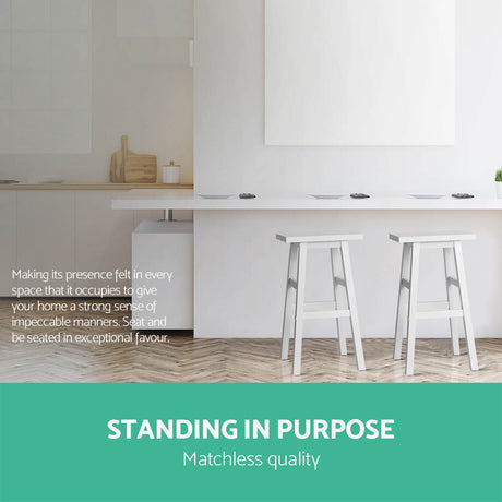 Artiss Baden white bar stool beech wood finish and frame detail — Allure Home Collections