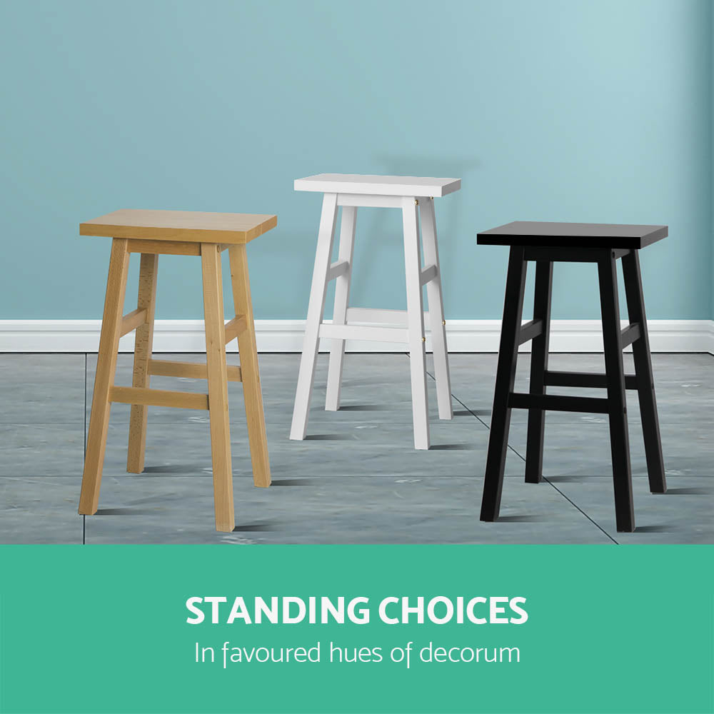 Side profile of Artiss Baden white bar stool showing beech wood frame — Allure Home Collections
