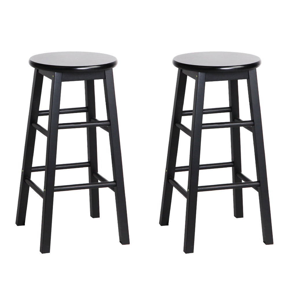 Artiss black beech wood round bar stools set of 2 — Allure Home Collections