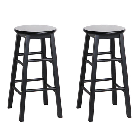 Artiss black beech wood round bar stools set of 2 — Allure Home Collections