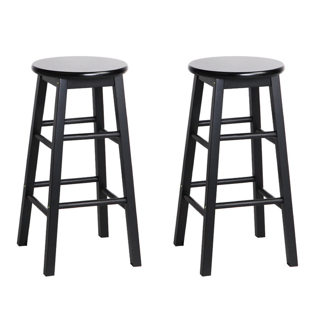 Artiss black beech wood round bar stools set of 2 — Allure Home Collections
