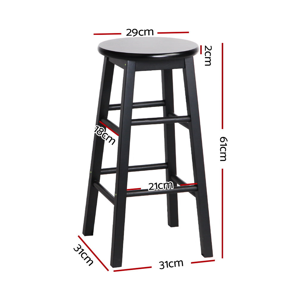 Artiss black bar stool beech wood seat and frame detail — Allure Home Collections