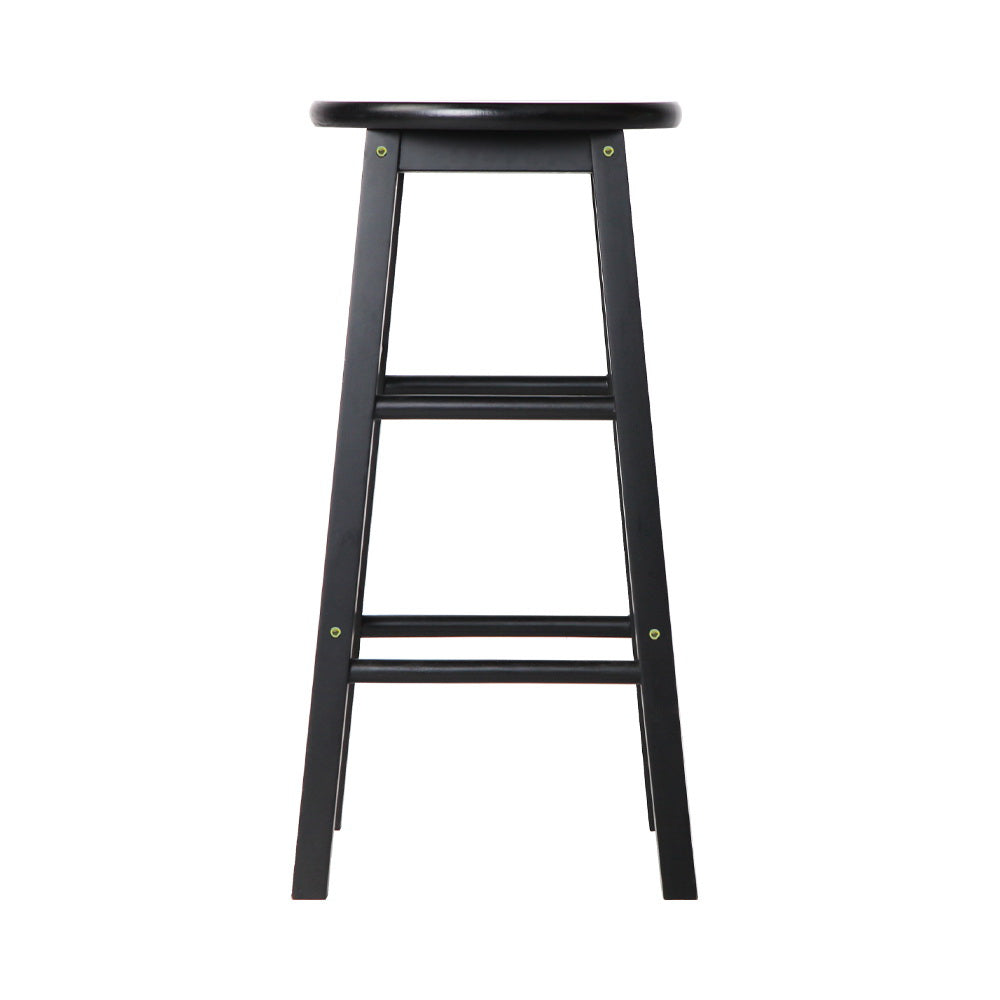 Two Artiss black round wooden bar stools at kitchen counter — Allure Home Collections