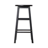 Two Artiss black round wooden bar stools at kitchen counter — Allure Home Collections