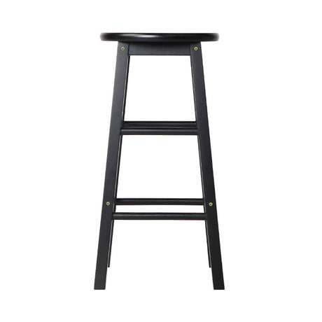 Two Artiss black round wooden bar stools at kitchen counter — Allure Home Collections
