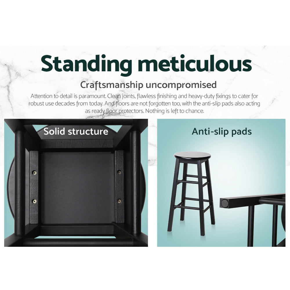 Artiss black beech wood bar stool seat close-up — Allure Home Collections
