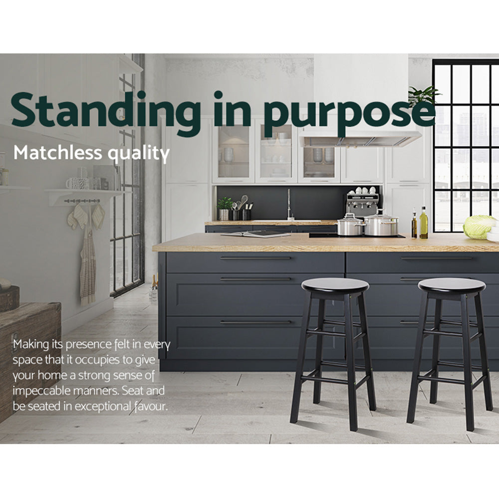 Artiss black wooden bar stool footrest and base detail — Allure Home Collections