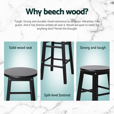 Side profile of Artiss wooden bar stool showing sturdy frame — Allure Home Collections