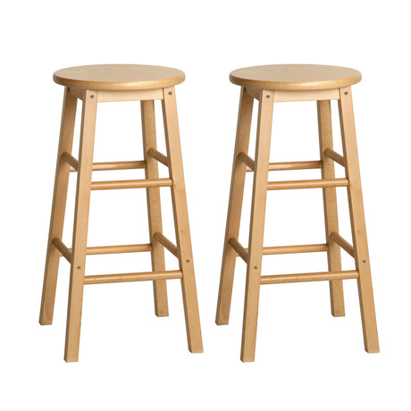 Artiss natural beech wood round bar stools set of 2 — Allure Home Collections