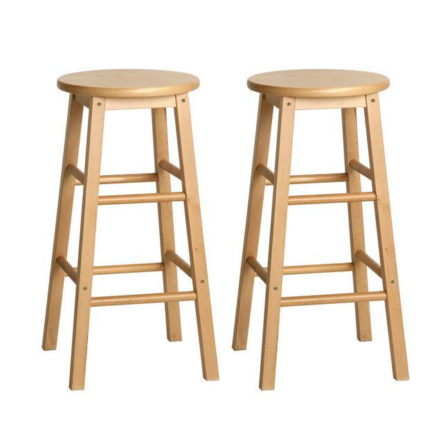 Artiss natural beech wood round bar stools set of 2 — Allure Home Collections