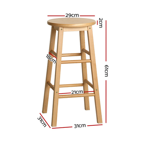Artiss natural bar stool beech wood seat and frame detail — Allure Home Collections