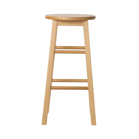 Two Artiss natural round wooden bar stools at kitchen counter — Allure Home Collections