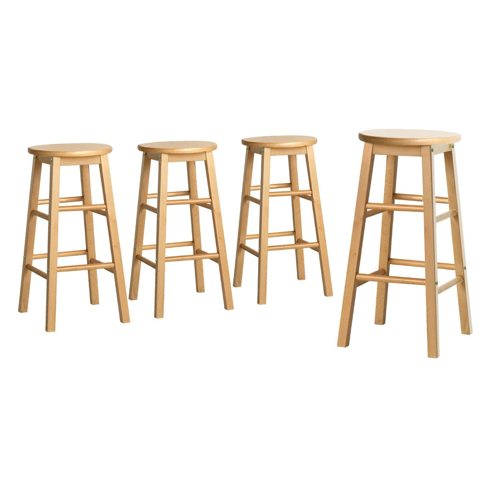 Artiss bar stool round timber seat and leg detail close-up — Allure Home Collections