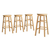 Artiss bar stool round timber seat and leg detail close-up — Allure Home Collections