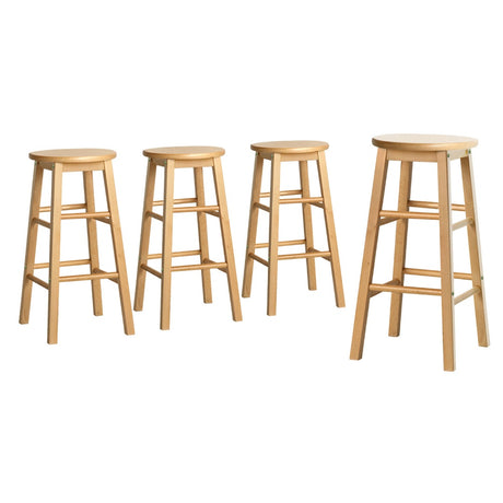 Artiss bar stool round timber seat and leg detail close-up — Allure Home Collections