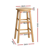 Artiss round bar stool seat close-up showing timber finish — Allure Home Collections