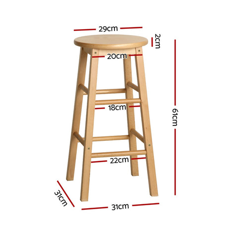 Artiss round bar stool seat close-up showing timber finish — Allure Home Collections