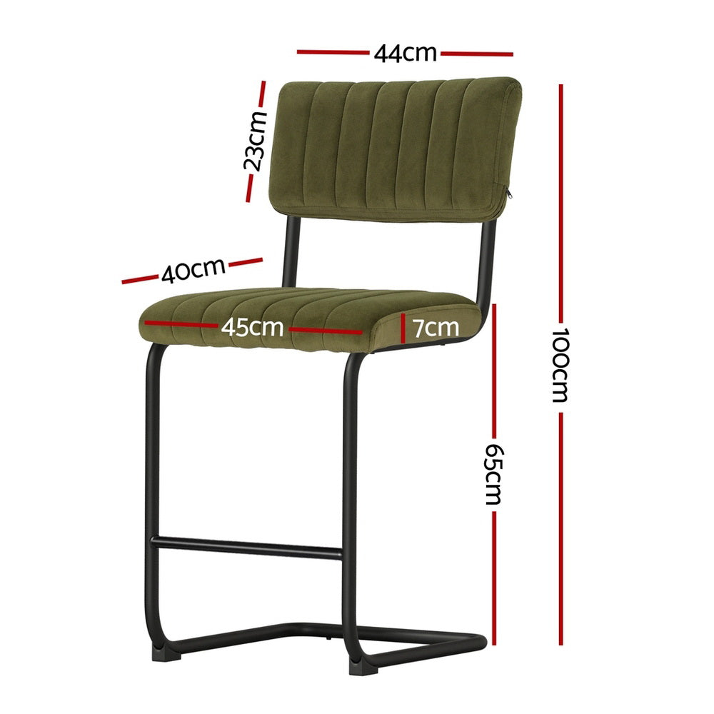 Artiss Orman bar stool green velvet upholstery and seat detail — Allure Home Collections