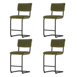 Set of 4 Artiss Orman green velvet bar stools at kitchen island — Allure Home Collections