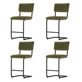 Somers green velvet bar stools set of four with tubular metal frames