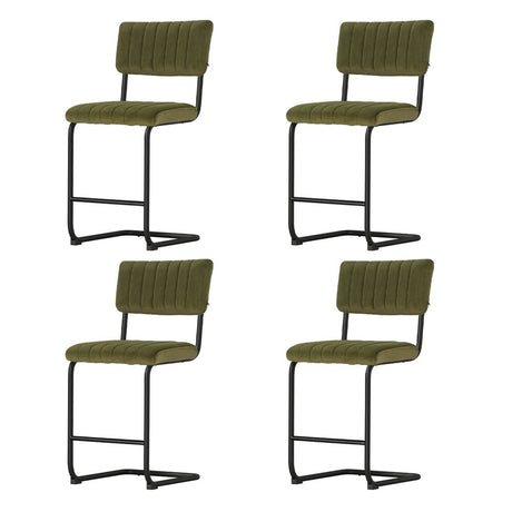 Set of 4 Artiss Orman green velvet bar stools at kitchen island — Allure Home Collections