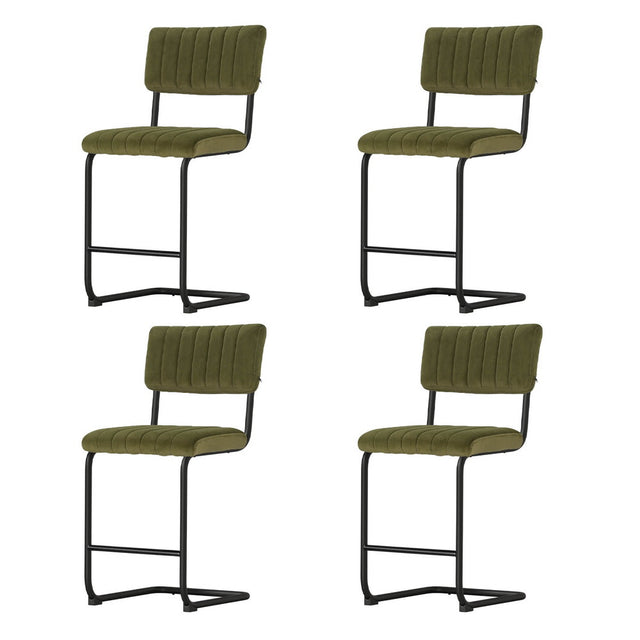 Set of 4 Artiss Orman green velvet bar stools at kitchen island — Allure Home Collections