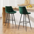 Bonbeach green velvet bar stool with tufted seat and black metal legs in a modern kitchen