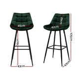 Bonbeach green velvet bar stool with tufted seat and black metal legs in a modern kitchen