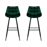 Bonbeach green velvet bar stool with tufted seat and black metal legs in a modern kitchen
