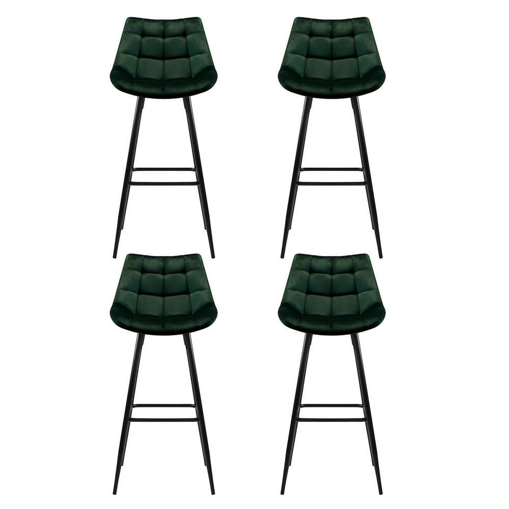Bonbeach green velvet bar stool with tufted seat and black metal legs in a modern kitchen