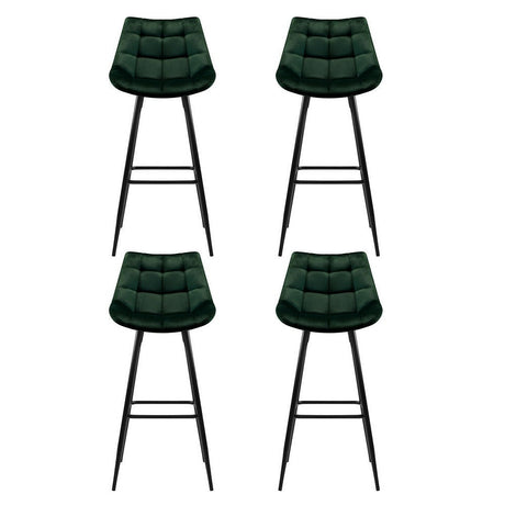 Bonbeach green velvet bar stool with tufted seat and black metal legs in a modern kitchen
