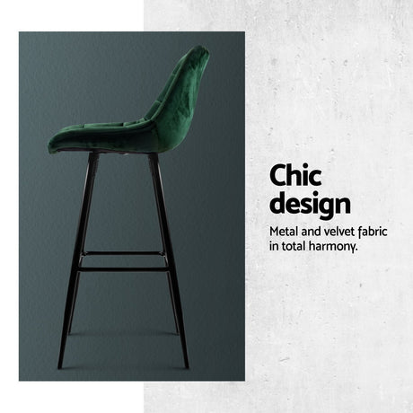 Artiss Green Velvet Bar Stools (Set of 4)