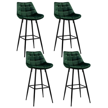 Bonbeach green velvet bar stool with tufted seat and black metal legs in a modern kitchen