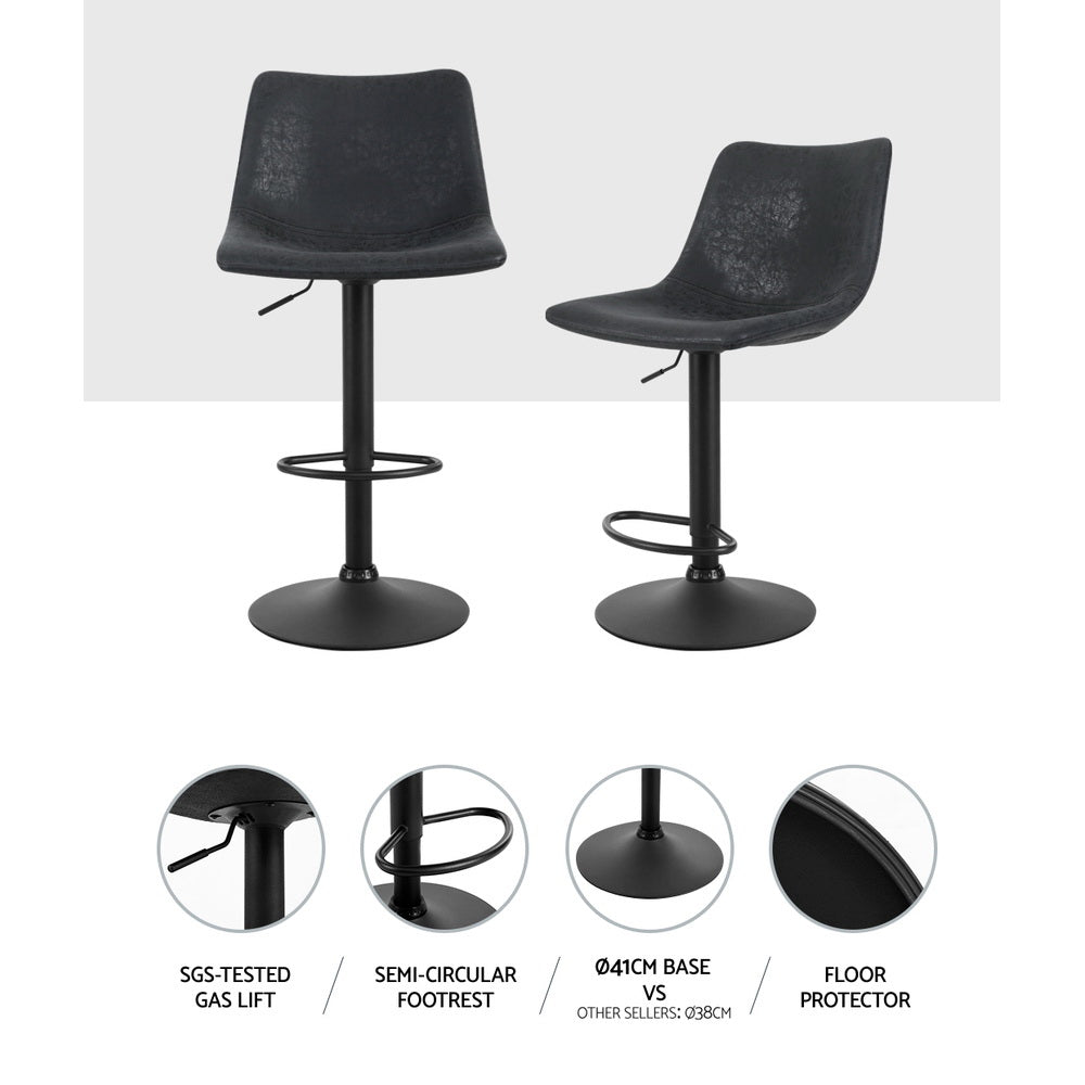 Two Artiss black vintage leather bar stools at kitchen counter — Allure Home Collections