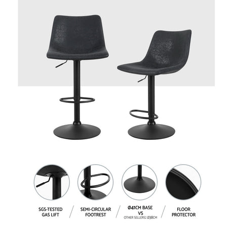 Two Artiss black vintage leather bar stools at kitchen counter — Allure Home Collections